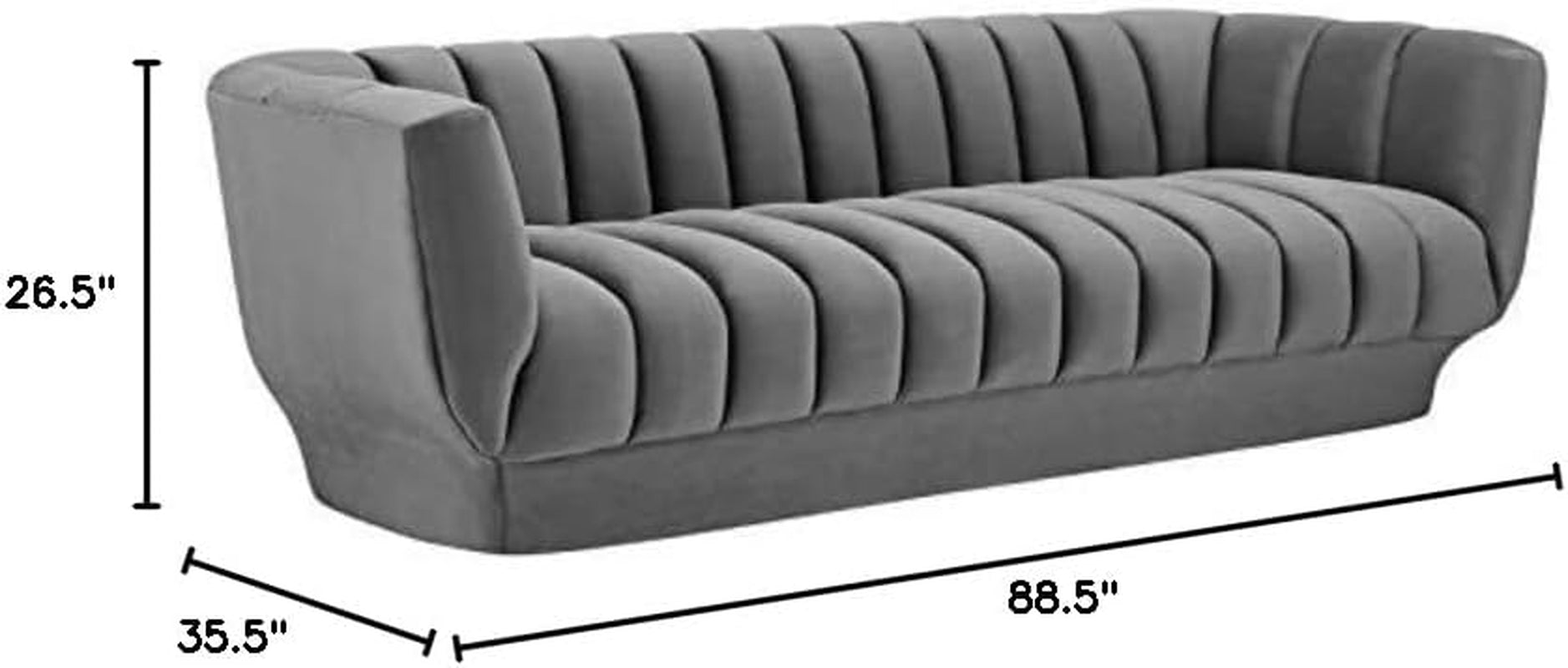 Entertain Vertical Channel Tufted Performance Velvet Sofa Couch in Gray