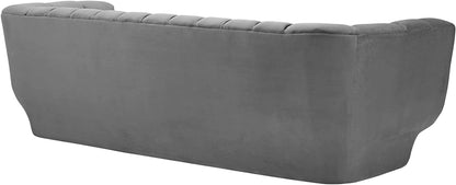 Entertain Vertical Channel Tufted Performance Velvet Sofa Couch in Gray