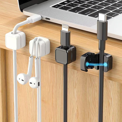 Magnetic Cable Clips Cable Smooth Adjustable Cord Holder under Desk Cable Management Wire Keeper Cable Organizer Holder 1/3/6PC