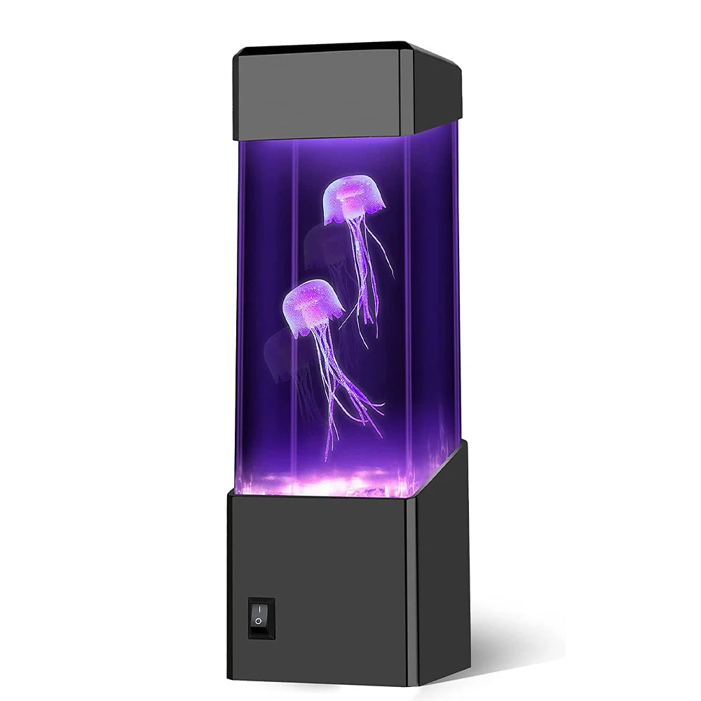 Led Jellyfish Tank Night Light Color Changing Table Lamp Aquarium Electric Mood Lava Lamp for Kids Children Gift Home Room Decor