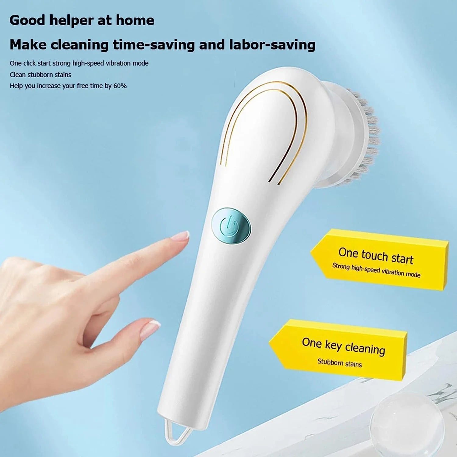 Electric Spin Scrubber Portable Cordless Handheld Electric Cleaning Brush with 5 Replaceable Brush Heads, Cleaning Brush for Bathroom/Tub/Wall Tiles/ Floor/Kitchen