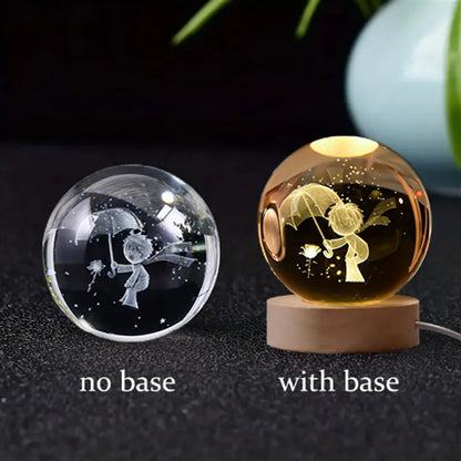 6Cm 3D Crystal Ball Crystal Planet Night Light Laser Engraved Solar System Globe Astronomy Birthday Gift Home Desktop Decoration