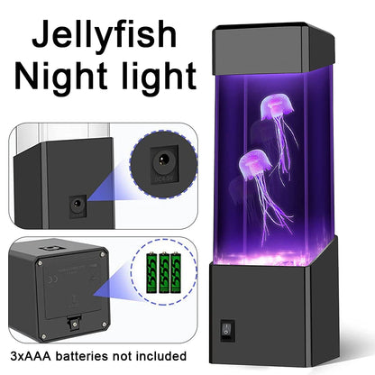 Led Jellyfish Tank Night Light Color Changing Table Lamp Aquarium Electric Mood Lava Lamp for Kids Children Gift Home Room Decor