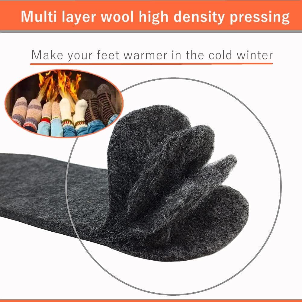 Wool Felt Warm Insoles, Winter Heated Shoe Insoles，Natural Wool Insoles Warm Lambs Wool Insoles for Men and Women (Men'S 7/Women'S 8)