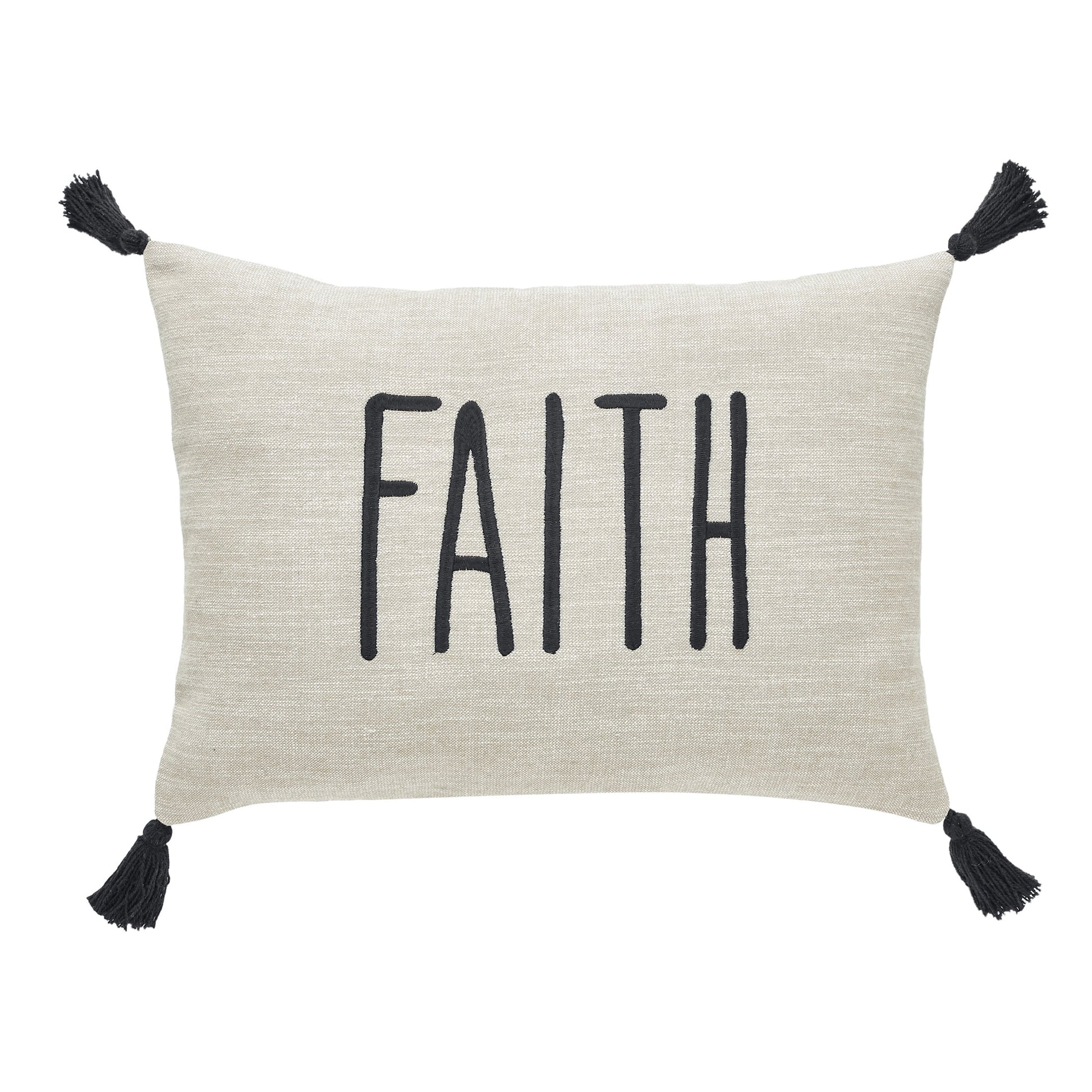 Faith Decorative Pillow, 14X20, Tan & Black