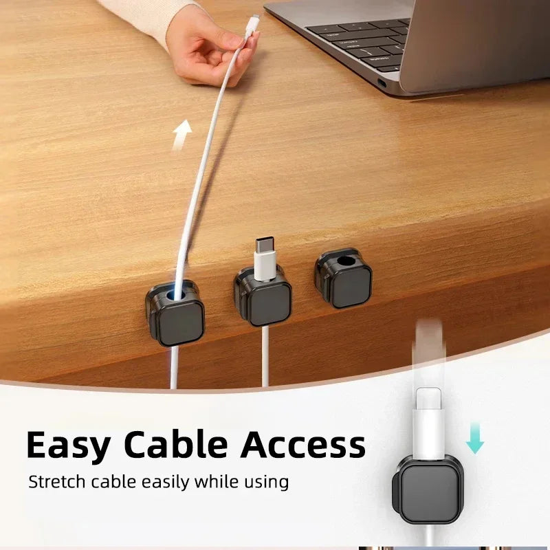 Magnetic Cable Clips Cable Smooth Adjustable Cord Holder under Desk Cable Management Wire Keeper Cable Organizer Holder 1/3/6PC