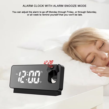 LED Digital Alarm Clock Table Alarm Clock Watch USB Electronic Snooze Desktop Clock Temperature Display Projection Lamp Function