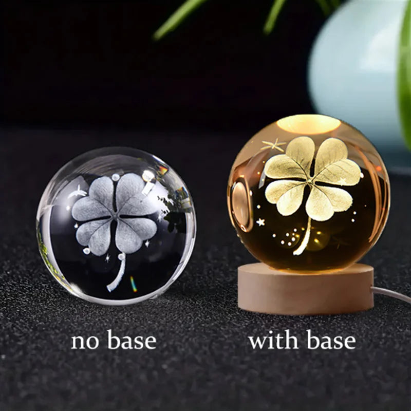 6Cm 3D Crystal Ball Crystal Planet Night Light Laser Engraved Solar System Globe Astronomy Birthday Gift Home Desktop Decoration